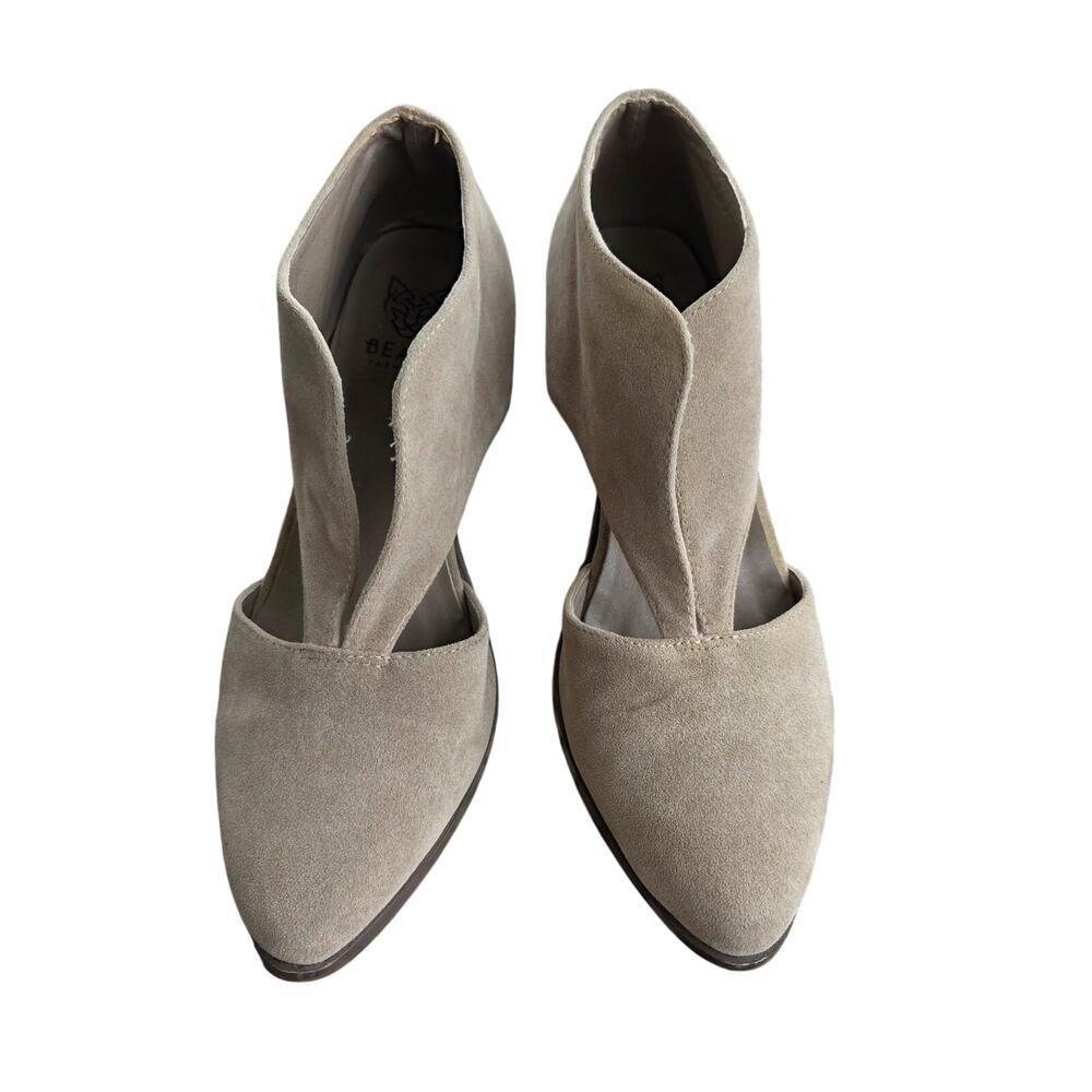 Beast Fashion Faux Suede Cutout Ankle Boots Booties Neutral Taupe Tan Size 7
